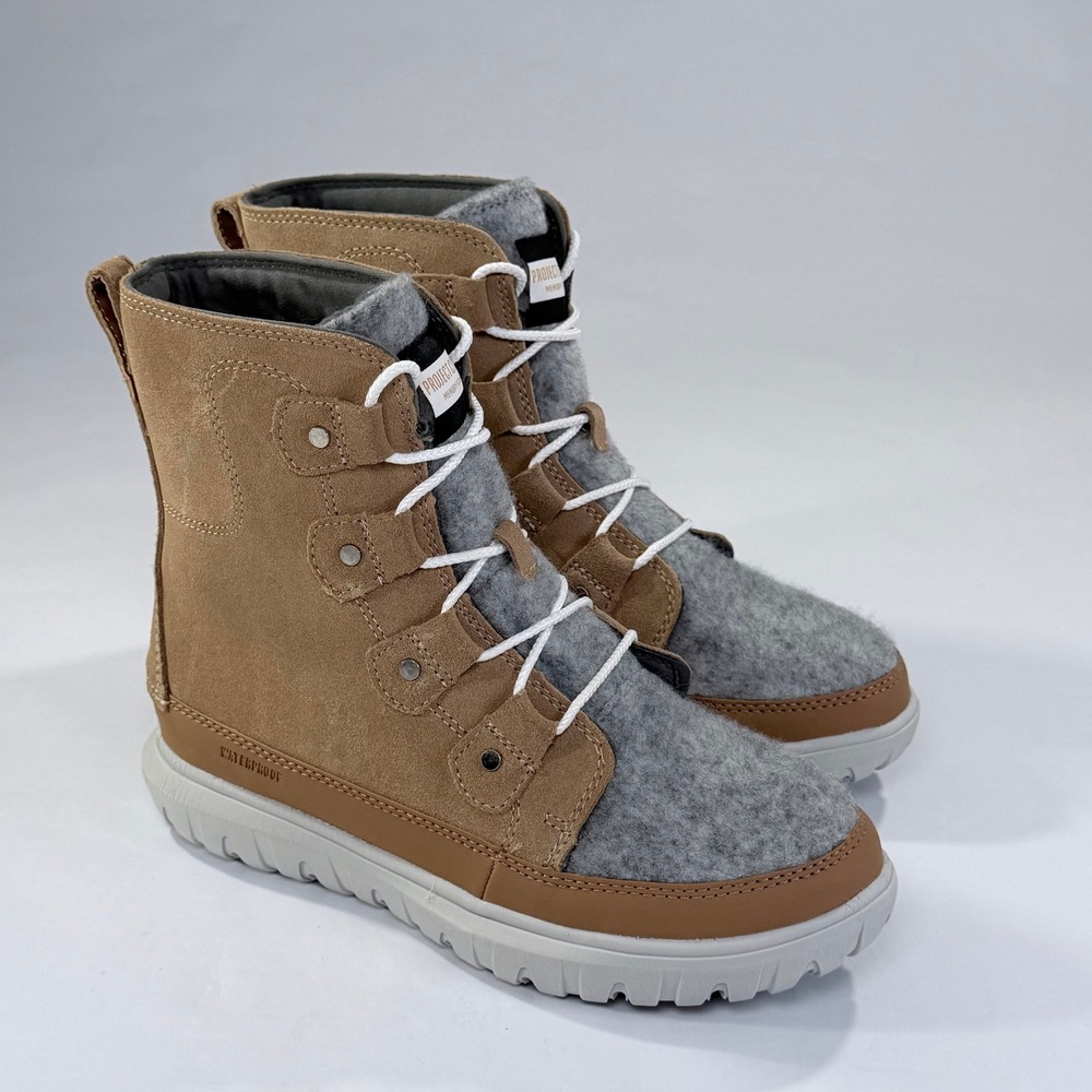 Project Cloud Leonora Winter Boot Womens 8 Tan Gray Waterproof Snow Outdoor Cozy